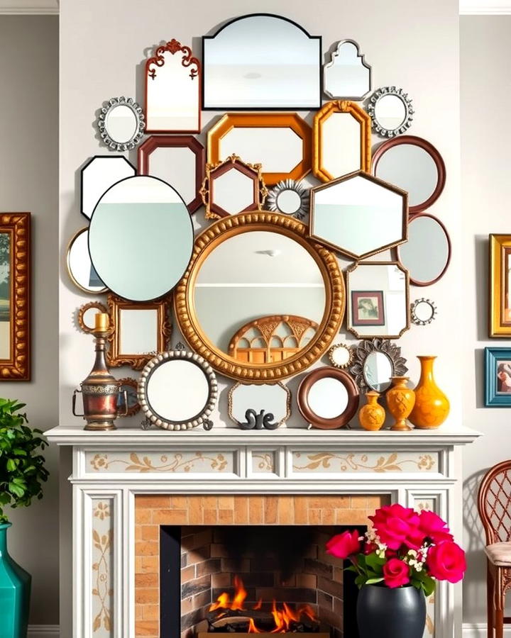 Layered Mirrors for Artistic Flair - 25 Mirror Over Fireplace Ideas