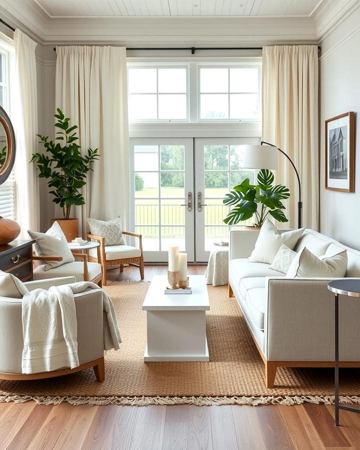 Layered Neutral Textures - 30 Hamptons Living Room Ideas