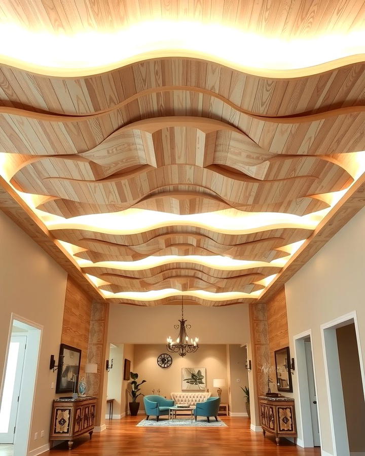 Layered Plywood Ceiling for Added Depth - 25 Plywood Ceiling Ideas