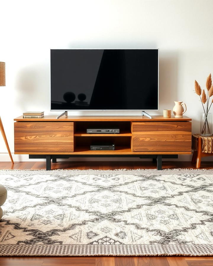 Layered Rugs - 25 Tv Console Decor Ideas