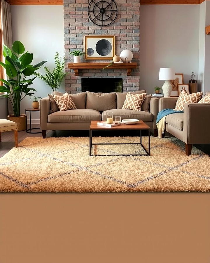 Layered Tan Rugs - 25 Tan Living Room Ideas