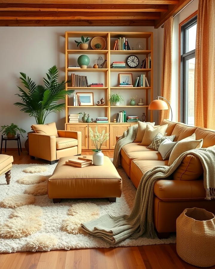 Layering Textures in Tan Tones - 25 Tan Living Room Ideas