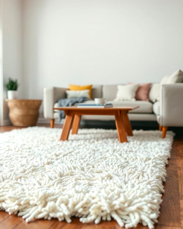 Layering Textures with White Rugs - 25 White Living Room Ideas