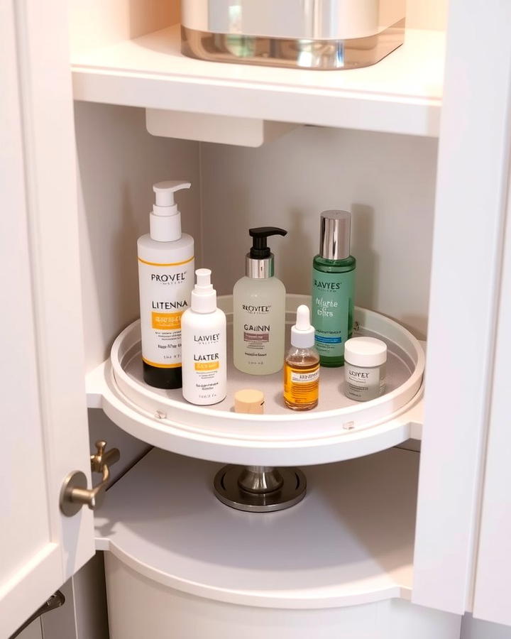 Lazy Susan for Corner Cabinets - 30 Bathroom Cabinet Organizing Ideas