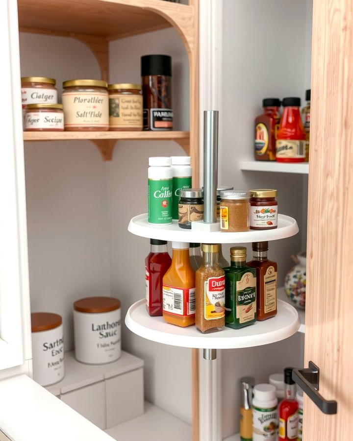 Lazy Susans for Corner Efficiency - 25 Small Pantry Ideas