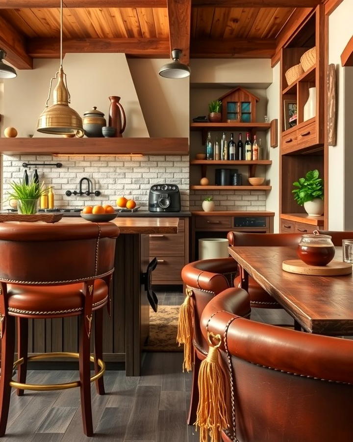 Leather Bar Stools - 25 Southwestern Kitchen Ideas