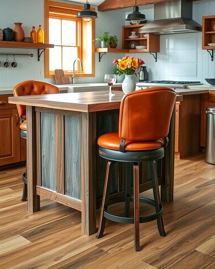 Leather Bar Stools - 25 Rustic Kitchen Island Ideas