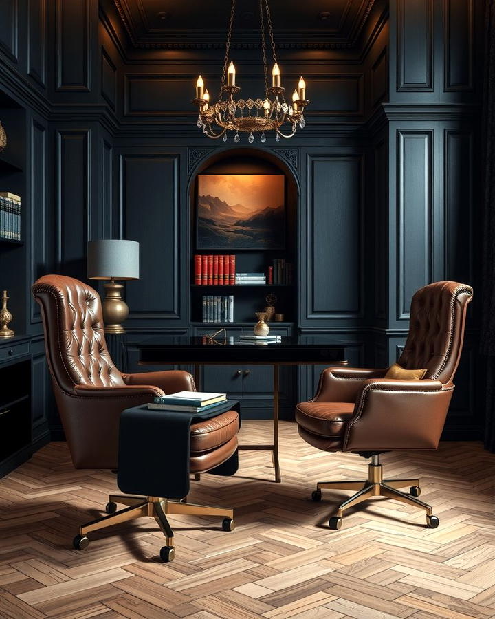 Leather Desk Chairs - 30 dark home office design ideas