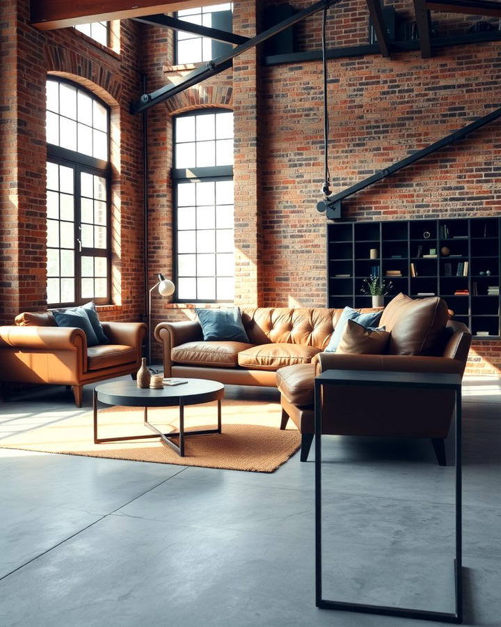 Leather Furniture - 30 Industrial Living Room Ideas