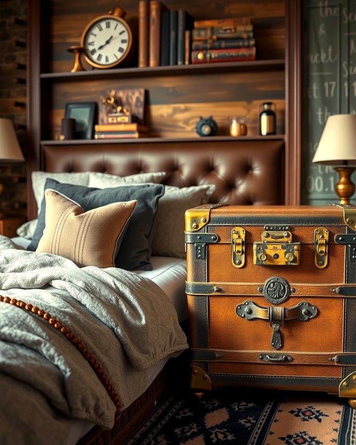 Leather Trunk Nightstands - 25 Steampunk Bedroom Ideas