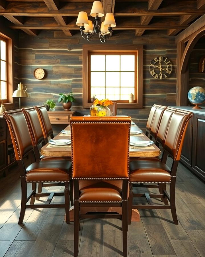 Leather Upholstered Chairs - 30 Rustic Dining Room Ideas