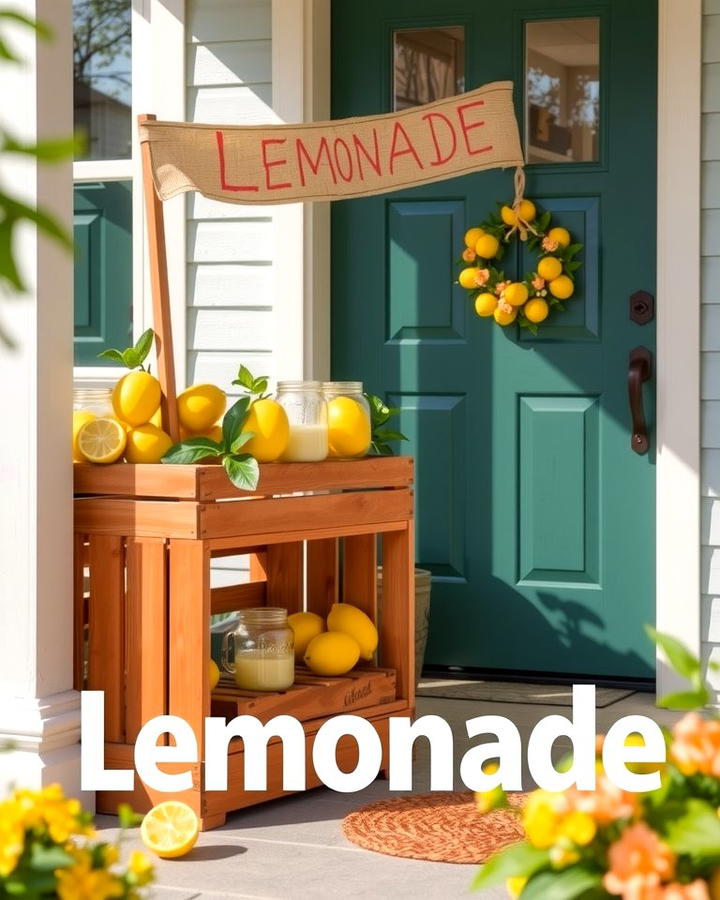 Lemonade Stands Inspired Decor - 25 Summer Front Door Decor Ideas