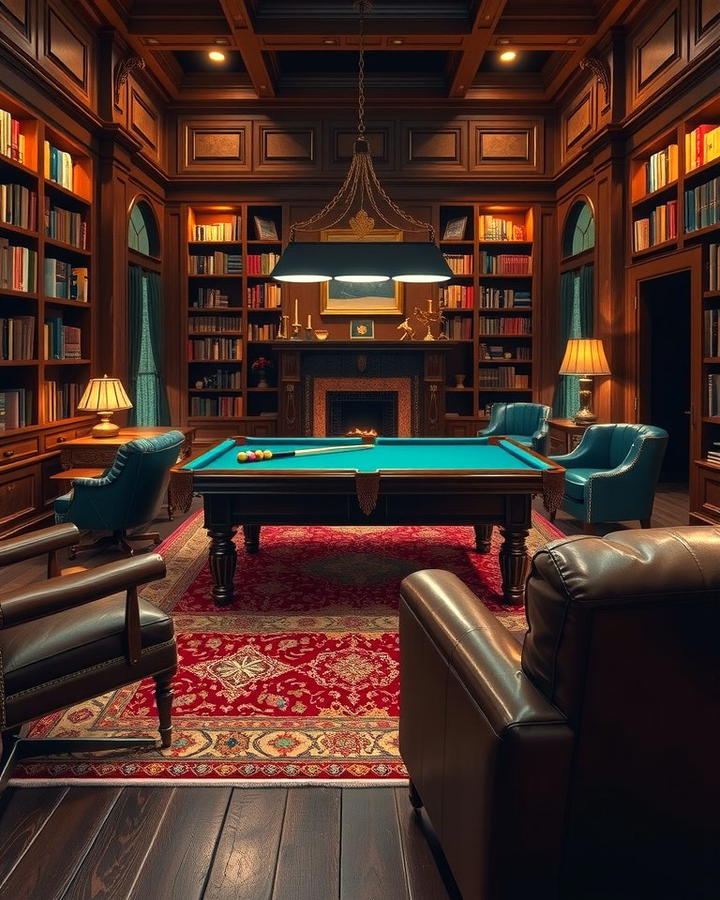 Library Style Pool Table Room - 25 Pool Table Room Ideas