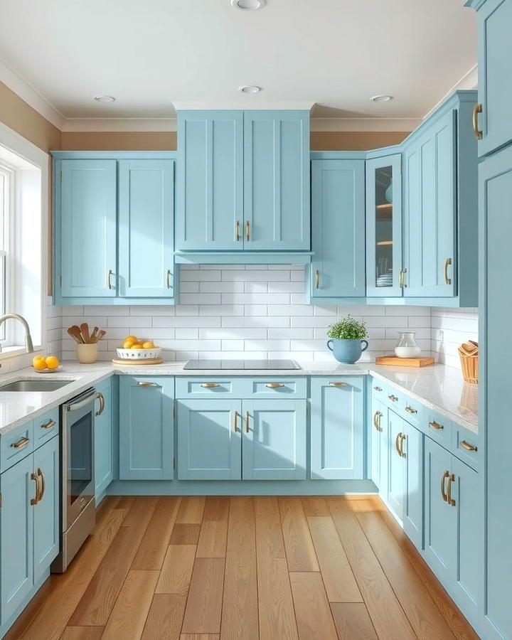 Light Blue Cabinets for a Breezy Coastal Feel - 25 Painting Kitchen Cabinet Ideas