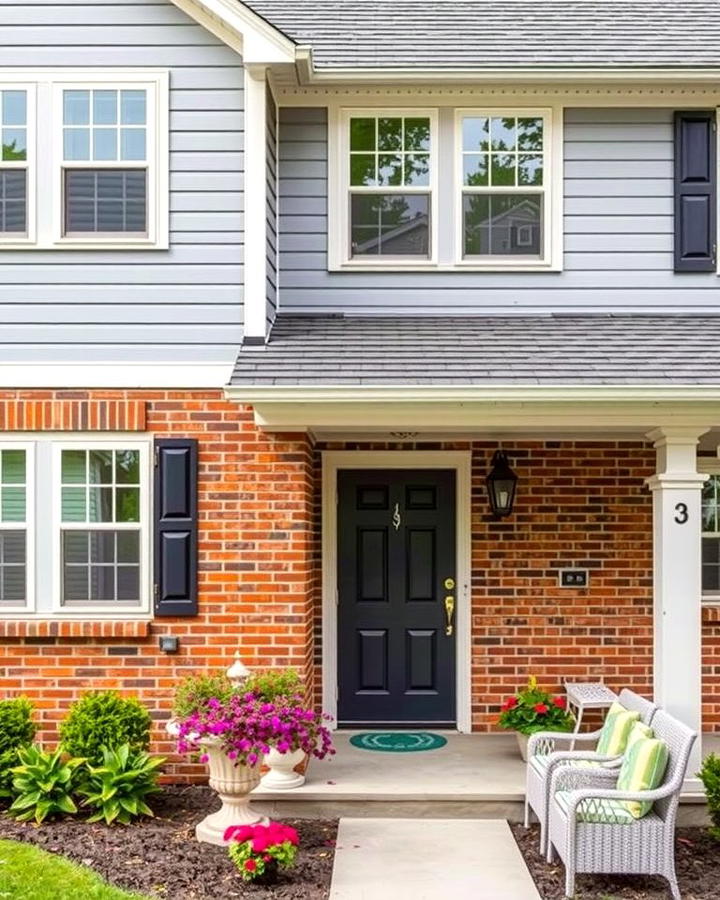 Light Gray Vinyl with Red Brick - 25 Vinyl Siding and Brick Combinations