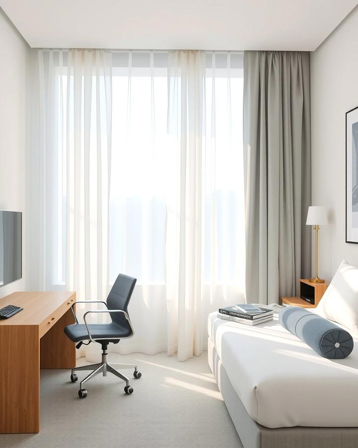 Light and Airy Curtains - 25 Office Guest Room Ideas