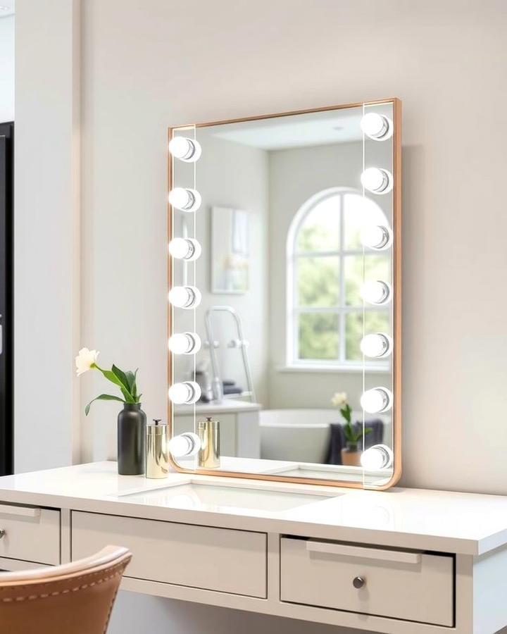 Lighted Vanity Mirror for Better Visibility - 25 vanity organization ideas