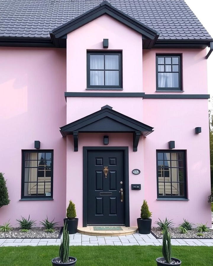 Lilac Pink with Charcoal Gray - 25 Pink House Exterior Ideas