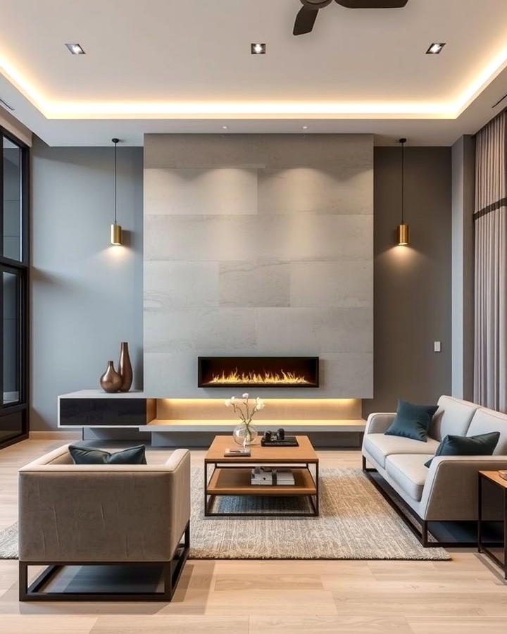 Linear Fireplace for Sleek Design - 25 Off-center Fireplace Ideas