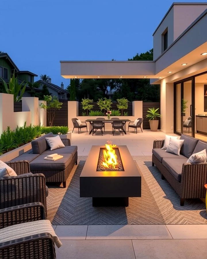 Linear Gas Fireplace - 25 Outdoor Fireplace Ideas