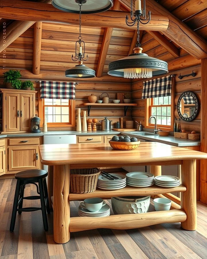 Log Cabin Style - 25 Rustic Kitchen Island Ideas