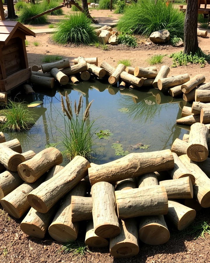 Log Edging - 25 Pond Edging Ideas