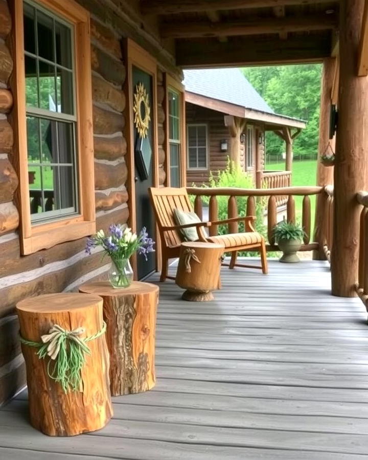 Log Stump Side Tables - 25 Rustic Porch Ideas