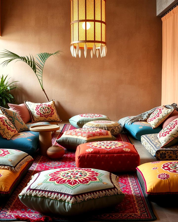 Low Seating Arrangements - 25 Moroccan Themed Bedroom Ideas