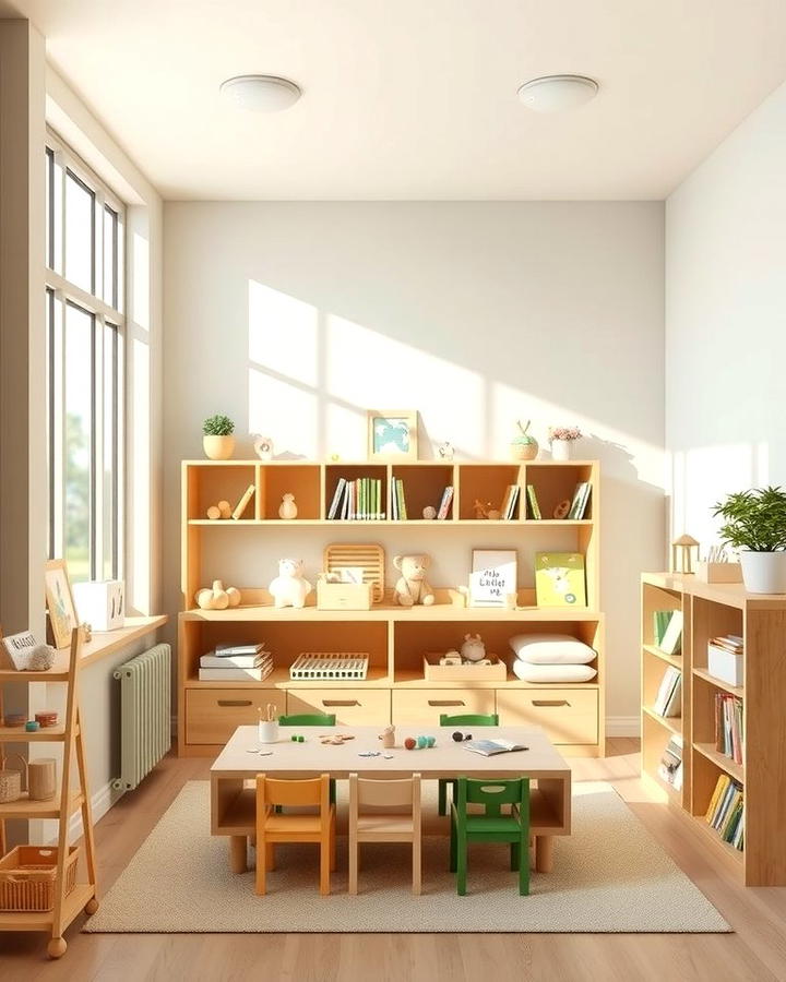 Low Shelving for Accessibility - 25 montessori nursery ideas