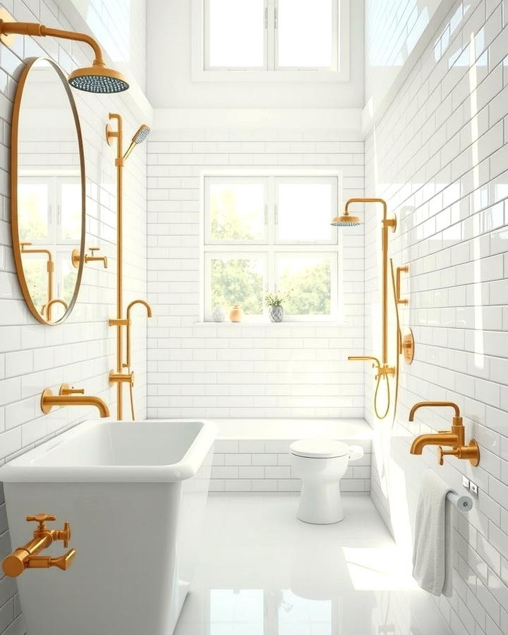 Luxurious Gold Fixtures - 25 White and Gold Bathroom Ideas