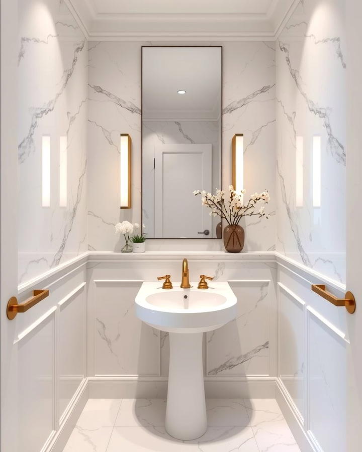 Luxurious Marble Wainscoting - 25 Powder Room Wainscoting Ideas