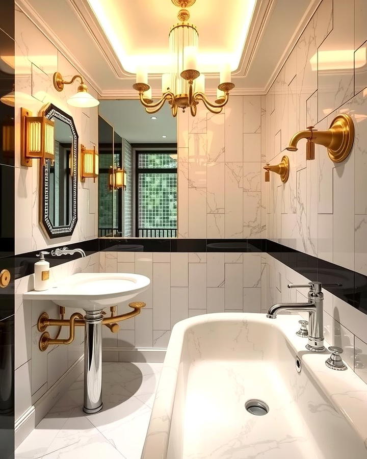 Luxurious Metallic Fixtures - 30 Art Deco Bathroom Ideas