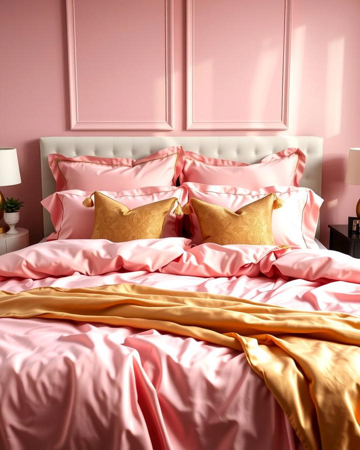 Luxurious Pink and Gold Bedding - 25 Pink and Gold Bedroom Ideas