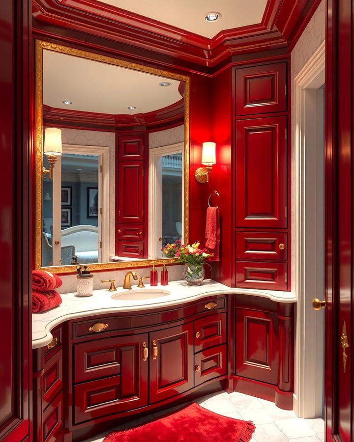 Luxurious Red Vanity - 25 Red Bathroom Ideas