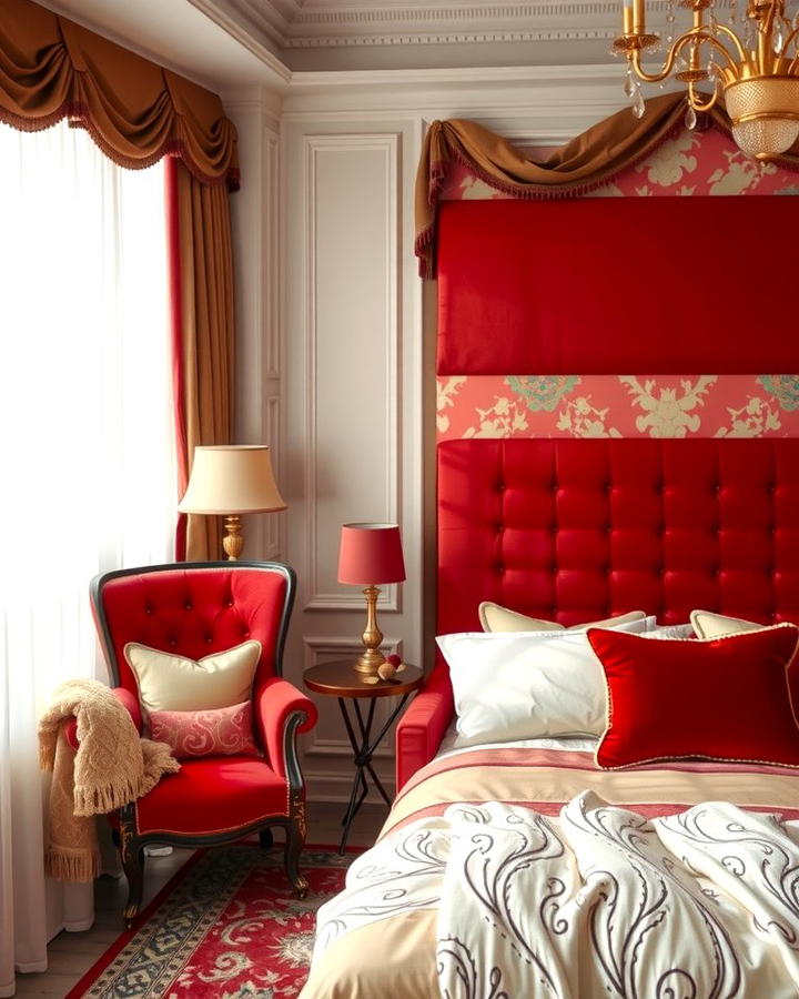 Luxurious Red Velvet Upholstery - 25 Red Bedroom Ideas