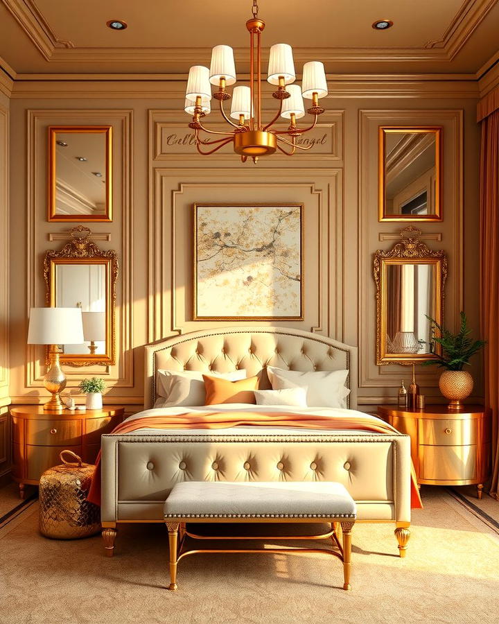 Luxurious Touch with Gold Accents - 25 Tan Bedroom Ideas