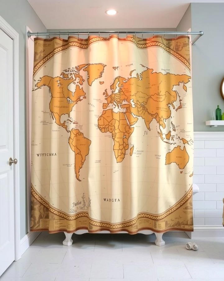 Map Designs for Wanderlust Enthusiasts - 25 Shower Curtain Ideas