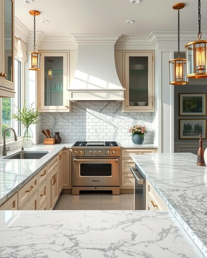 Marble Accents - 25 Transitional Kitchen Ideas