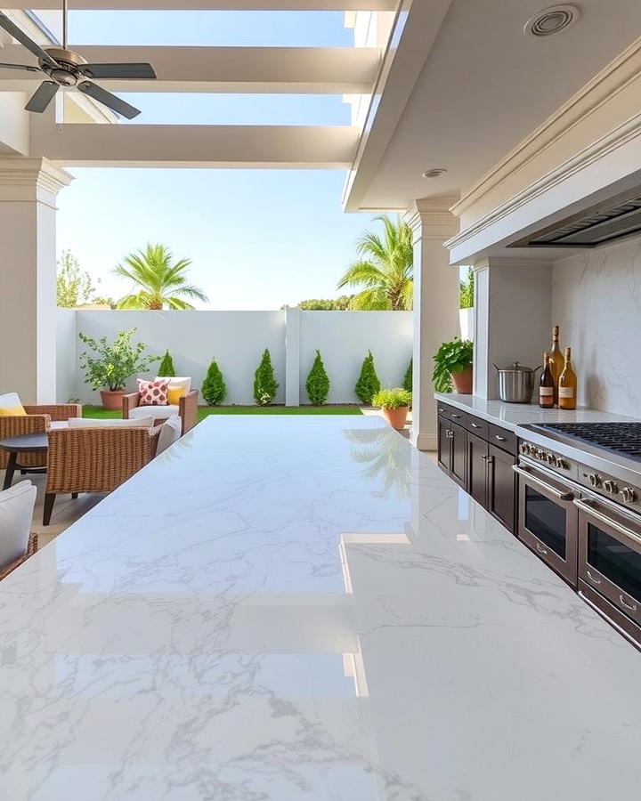 Marble Countertops for Luxurious Appeal - 25 Outdoor Kitchen Countertop Ideas