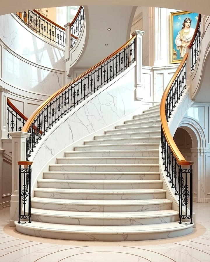 Marble Curved Staircase for Elegance - 30 Curved Staircase Ideas