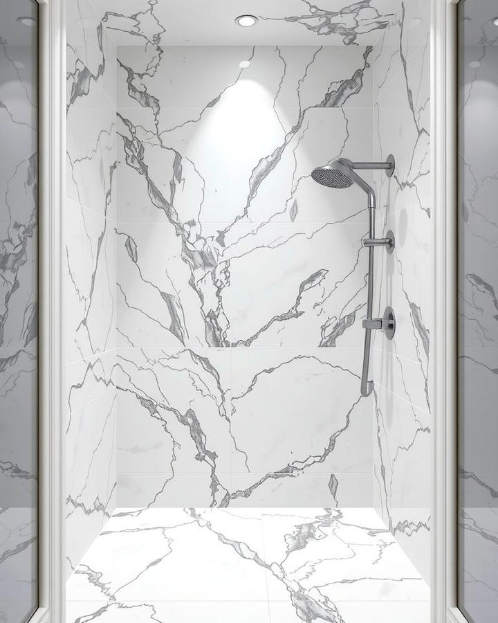 Marble Elegance - 25 Walk-in Shower Tile Ideas