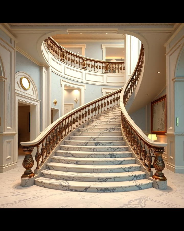 Marble Elegance - 30 Curved Staircase Ideas