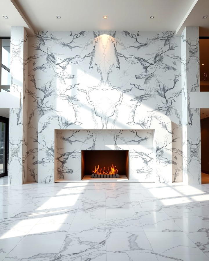 Marble Sophistication - 25 Two-story Fireplace Ideas