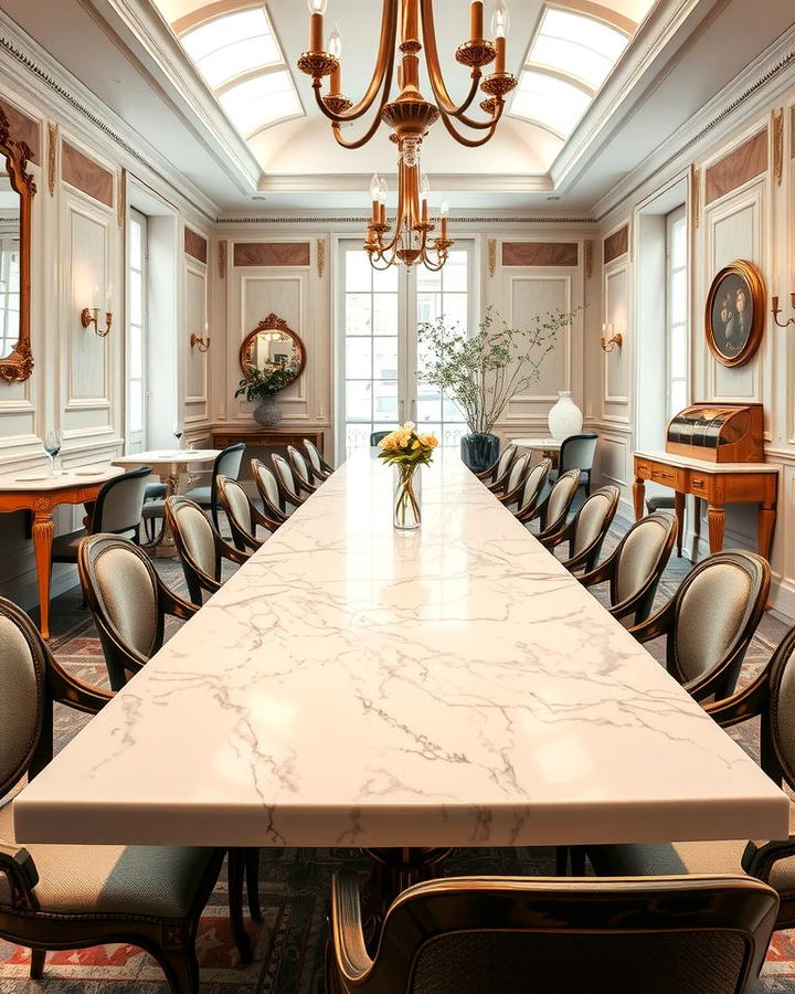 Marble Tabletops - 25 Parisian Dining Room Ideas