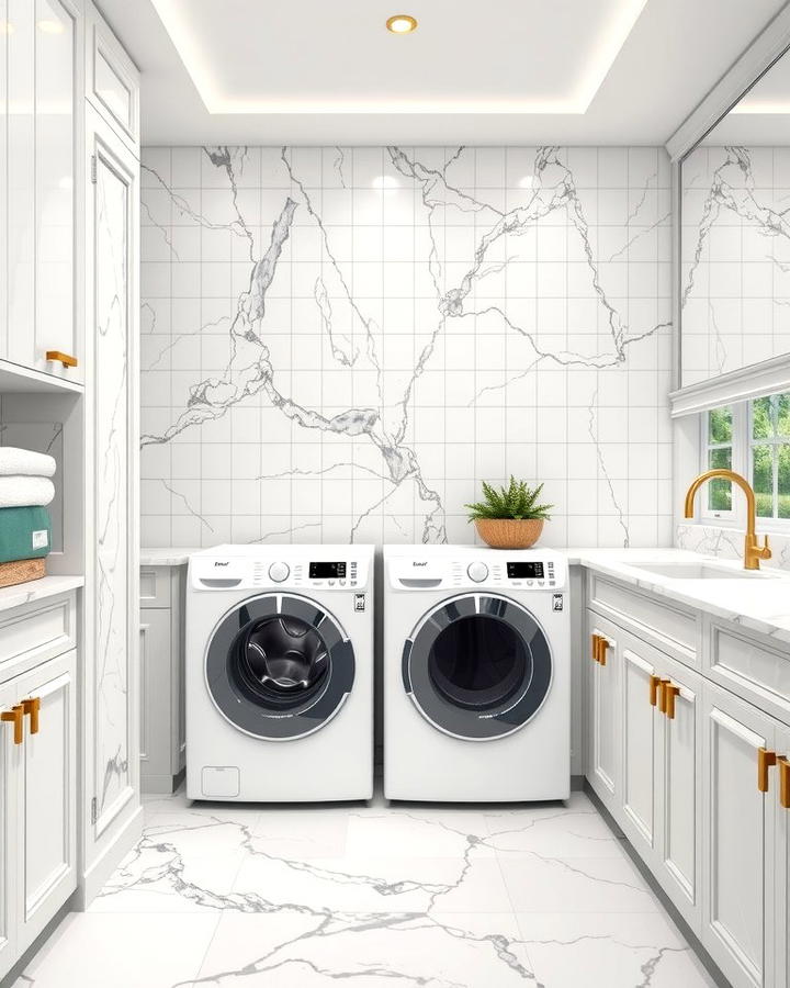 Marble Tiles - 30 Laundry Room Tile Ideas