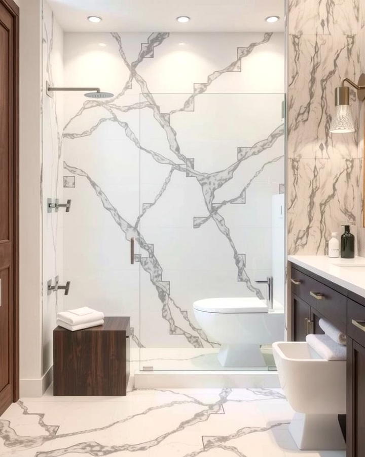 Marble Tiles for Luxurious Sophistication - 30 Shower Floor Tile Ideas