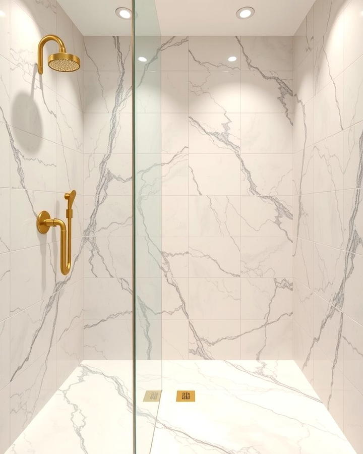 Marble Tiles for a Luxurious Touch - 25 Walk-in Shower Tile Ideas