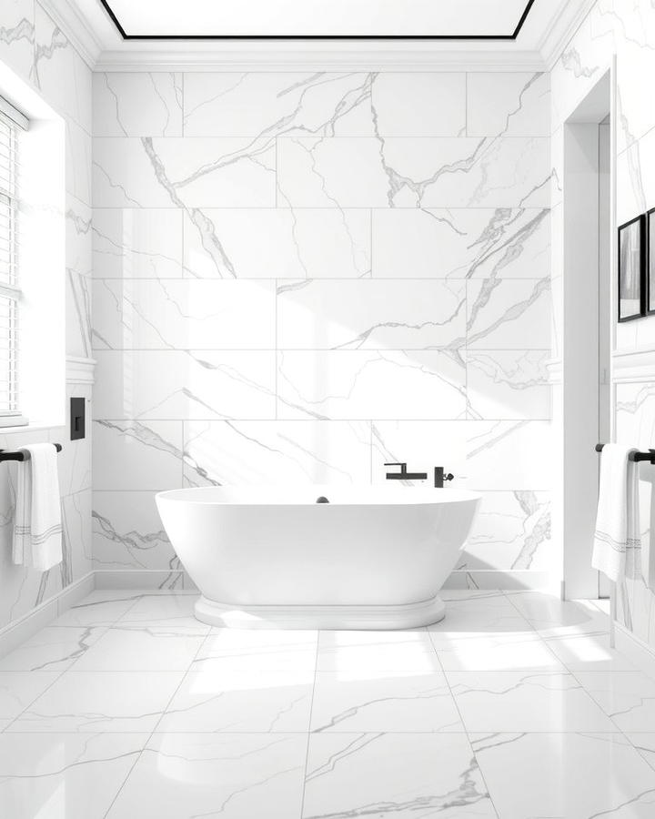 Marble Tiles for an Elegant Finish - 30 Half-wall Tile Bathroom Ideas