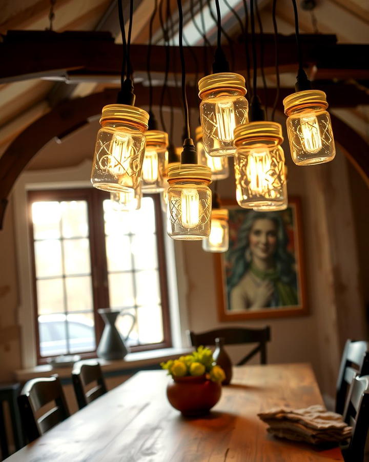 Mason Jar Lighting Fixtures - 30 Rustic Dining Room Ideas