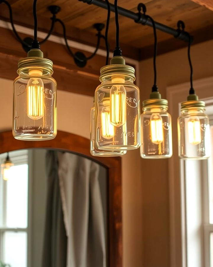 Mason Jar Lighting - 25 Rustic Bathroom Ideas